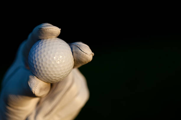 istock Hand with glove holding a golf ball 95826418