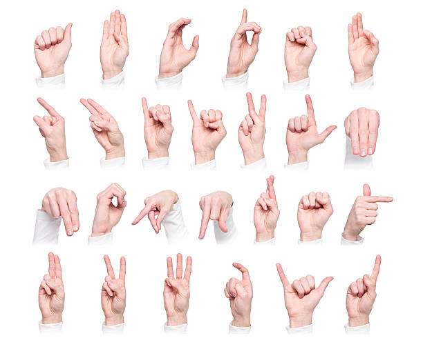 Hands forming the international sign language stock photo