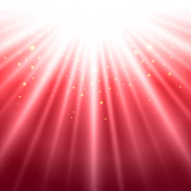 ilustrações de stock, clip art, desenhos animados e ícones de abstract red shining light top magic with sparkling background. - shiny christmas elegance backdrop