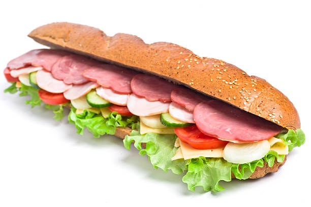 istock Baguette sandwich with vegetables and meat 95828503