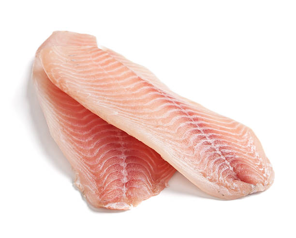 pesce crudo eseguire l'accordo delle spline tilapia - fish filet foto e immagini stock