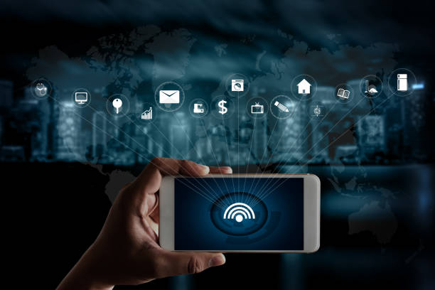 istock internet iot man  use smartphone internet of things technology (IoT) word diagram as concept 958300002