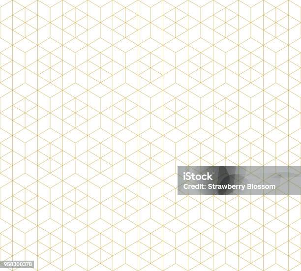 Pattern Seamless Abstract Background White Color And Gold Line Geometric Line Vector Stock Illustration - Download Image Now