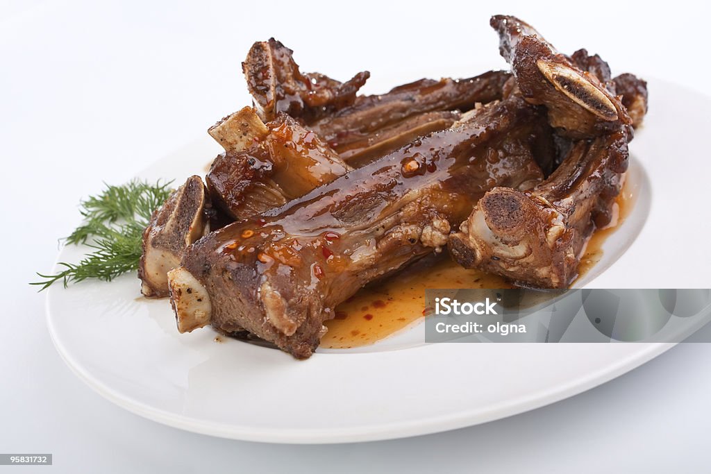 Отличное барбекю ребра на тарелке - Стоковые фото Баранина - мясо роялти-фри