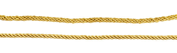 set of golden silk ropes - smooth part of colors yellow imagens e fotografias de stock