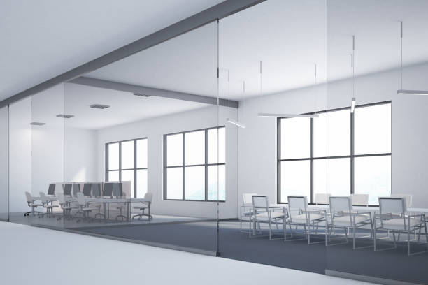 istock Loft white meeting room interior, lobby 958331162