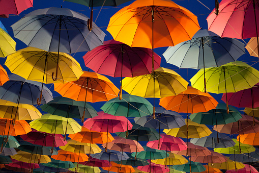 Colorful umbrellas background