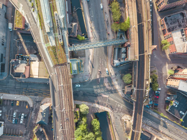 istock Manchester City Centre Drone Aerial View Above Building Work Skyline Construction Blue Sky Summer Beetham Tower Deansgate 958336134