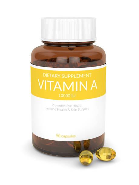 istock 3d rendering of vitamin A  bottle with capsules 958348962