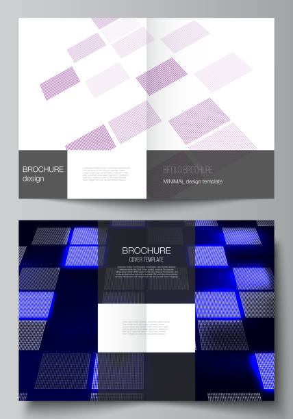 istock The vector of the two editable layout A4 format cover design templates for bifold brochure, magazine, flyer, booklet. Abstract hi-tech background in perspective. Futuristic digital technology backdrop 958349186