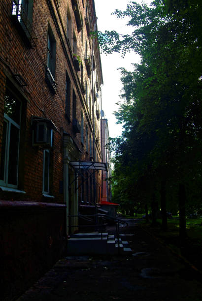 istock walkway between the building and the Park 958350412