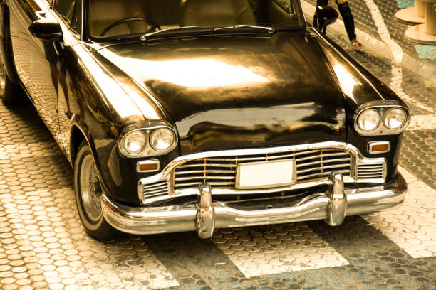 istock black Vintage car headlights 958359916