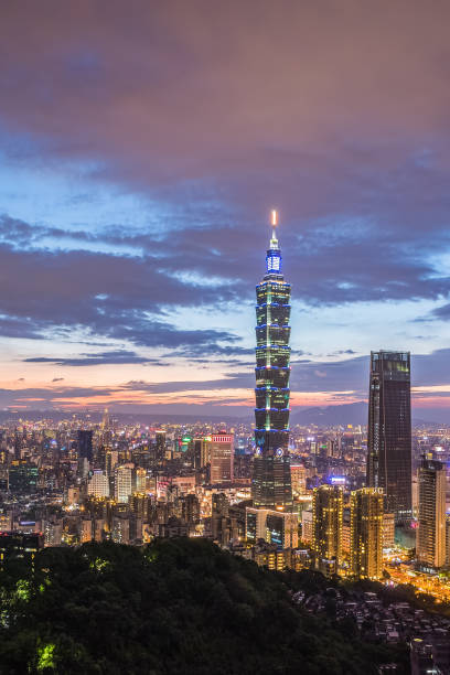 istock Taiwan Taipei city night view seen from mt.Elephant. 958371134