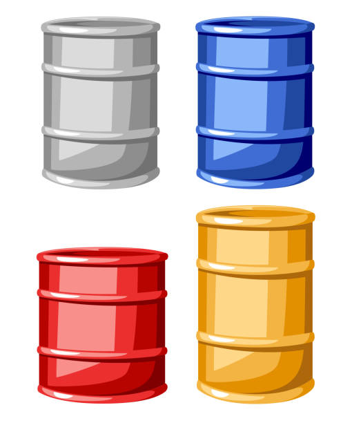 istock Set of four steel color barrels vector illustration isolated on white background 958372088