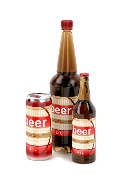 istock Plastic and glass beer bottles and a can 958375128