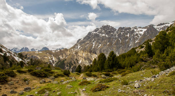 валь сесвенна, s-charl, швейцария - mountain switzerland scuol mountain peak стоковые фото и изображения