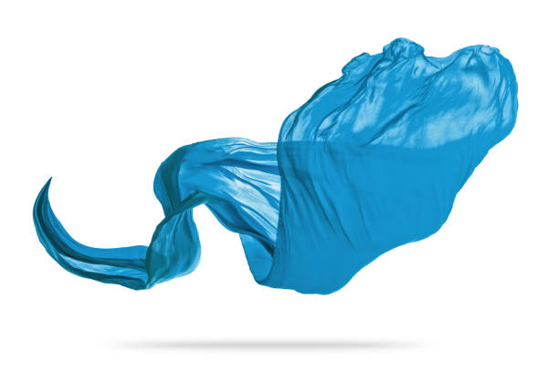 istock Piece of flying blue cloth on white background 958381306