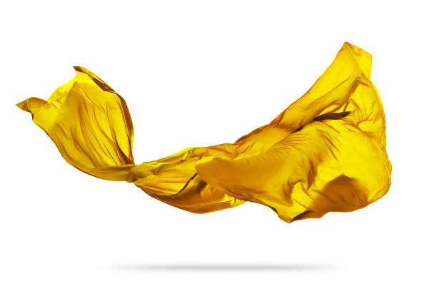 istock Piece of flying golden cloth on white background 958381518