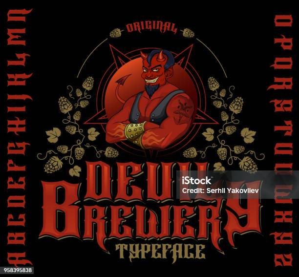 Original Devil Brewery Typeface Stock Illustration - Download Image Now - Typescript, Devil, Label