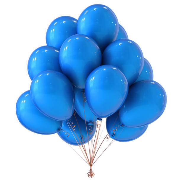istock Blue helium balloons bunch party  decoration classic 958398658
