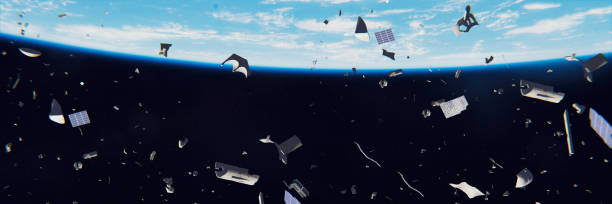 istock space debris in Earth orbit, dangerous junk orbiting around the blue planet 958399340