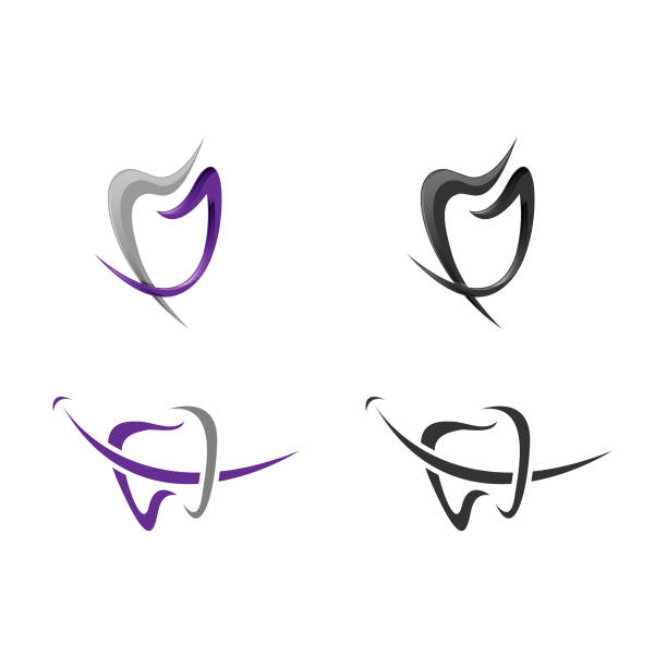 illustrazioni stock, clip art, cartoni animati e icone di tendenza di modello logo vettore denti - human teeth dental hygiene dentist office human mouth