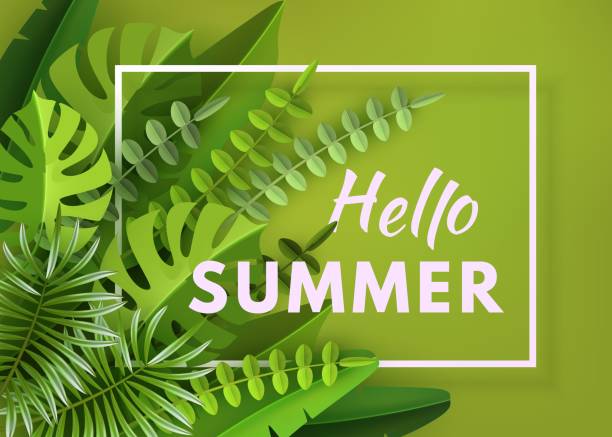 istock Tropical leaves and plants. Green abstract background with tropical foliage. Cut paper. Vector illustration 958403916