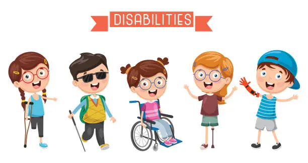 Vector illustration of Vector Illustration Of Disabilities