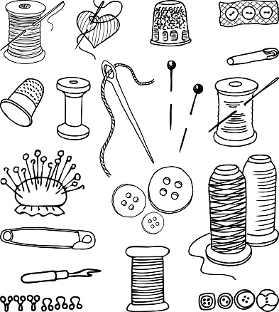 Vector image of the tools for tailoring.