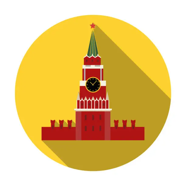 Vector illustration of Kremlin icon in flat style isolated on white background. Countries symbol stock vector illustration.