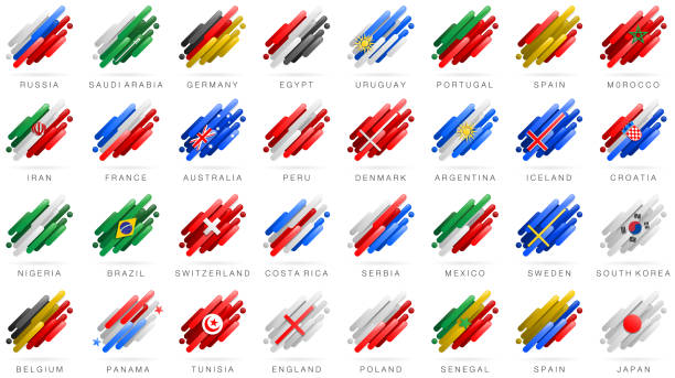 soccer world flags abstrakt - länderspiel stock-grafiken, -clipart, -cartoons und -symbole