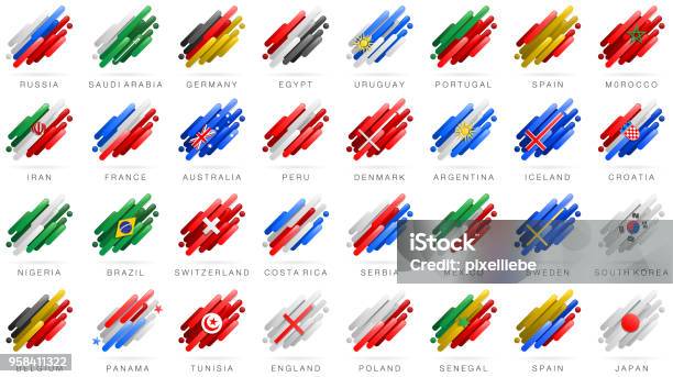 Soccer World Flags Abstract Stock Illustration - Download Image Now - Flag, International Soccer Event, Soccer