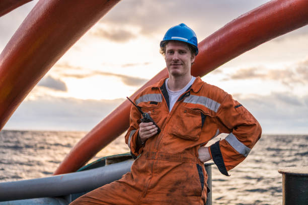 istock Deck Officer on deck of offshore vessel or ship 958411874