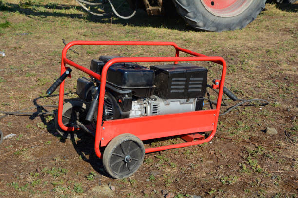 istock Red diesel generator for emergency electric power. 958416380