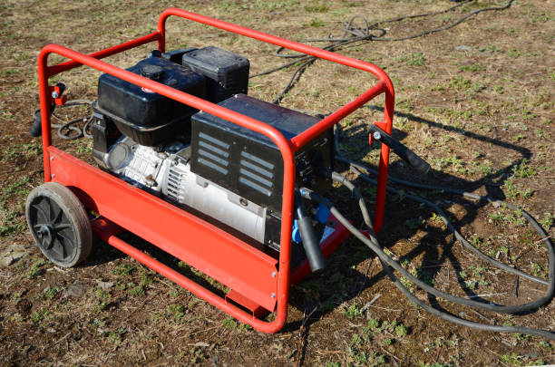 istock Red diesel generator for emergency electric power. 958416402