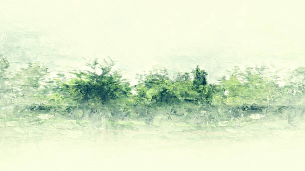 istock Abstract landscape Tree watercolor painting background. 958419670