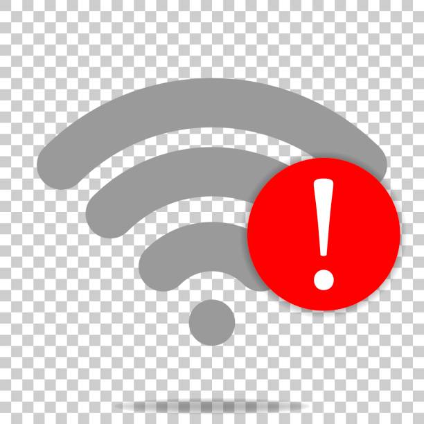 tidak ada ikon vektor wifi pada latar belakang transparan. ilustrasi logo wi-fi. kurangnya internet - sifat kasar ilustrasi stok