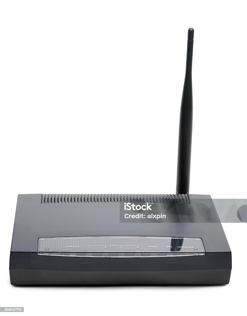 router inalámbrico en primer plano - Foto de stock de Ancho de banda libre de derechos
