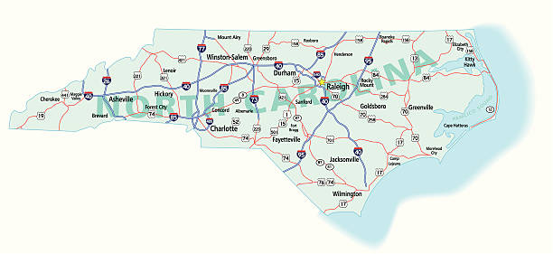 North Carolina State Interstate Map vector art illustration