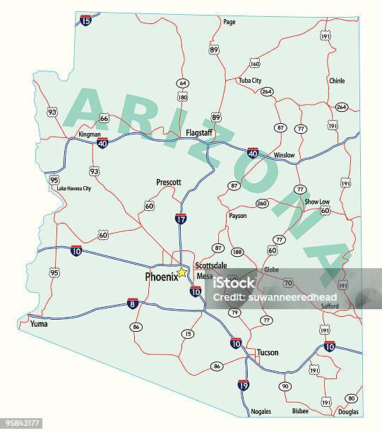 Arizona State Highway Mappa - Immagini vettoriali stock e altre immagini di Carta geografica - Carta geografica, Arizona, Phoenix - Arizona