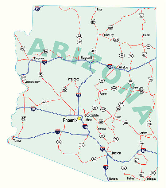 Arizona State Interstate Map vector art illustration