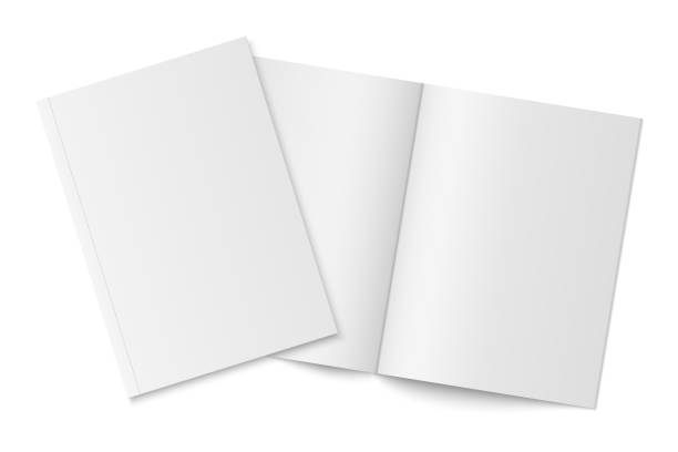 ilustrações de stock, clip art, desenhos animados e ícones de mockup of two thin books with soft cover isolated. - vector blank white