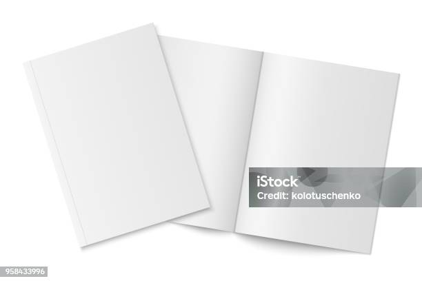 Mockup Of Two Thin Books With Soft Cover Isolated Stock Illustration - Download Image Now - Template, Brochure, Magazine - Publication