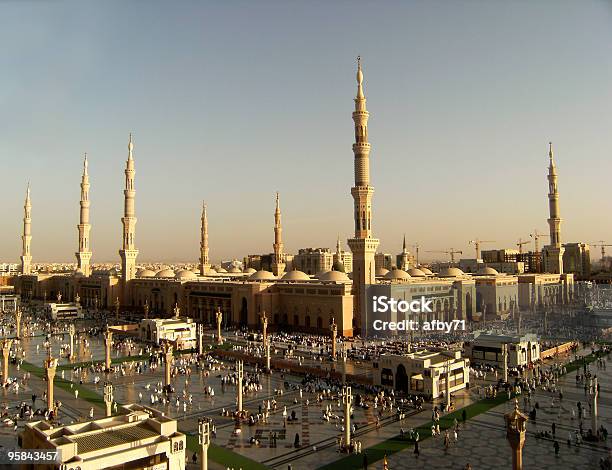 Nabawi Mosque Medina Saudi Arabia In The Evening Stock Photo - Download Image Now