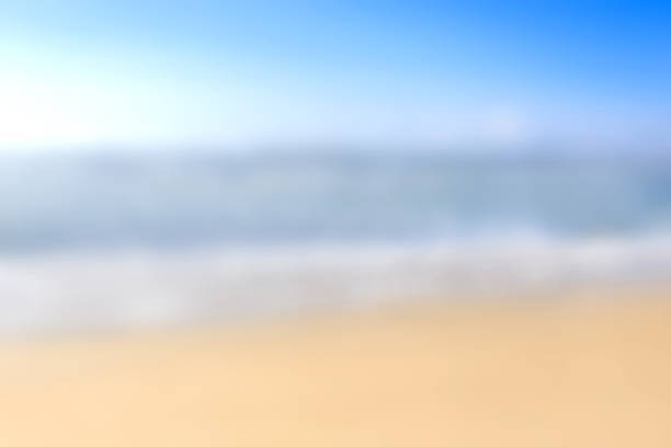 istock Blur summer white sand beach with sparkling sea water 958437492