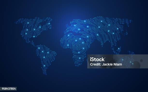 Electronic World Stock Illustration - Download Image Now - World Map, Globe - Navigational Equipment, Technology