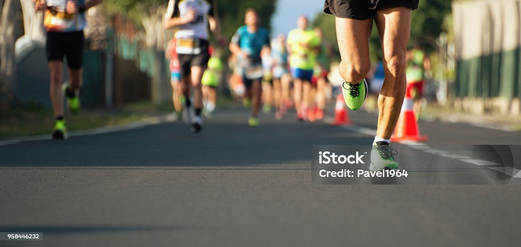 Marathon laufen Rennen - Lizenzfrei Rennen - Körperliche Aktivität Stock-Foto