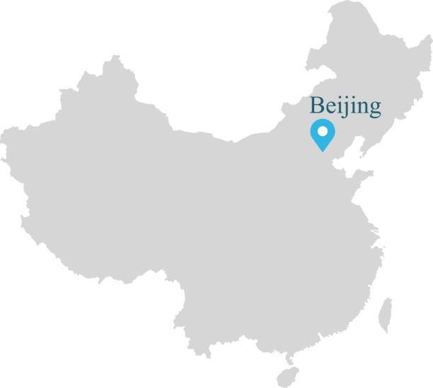 China map vector outline illustration with capital location, Beijing, in gray background. Highly detailed accurate Chinese map prepared by a map expert. China map vector outline illustration with capital location, Beijing, in gray background. Highly detailed accurate Chinese map prepared by a map expert. west china stock illustrations