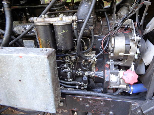 istock Close-up of an old tractor engine 958448774