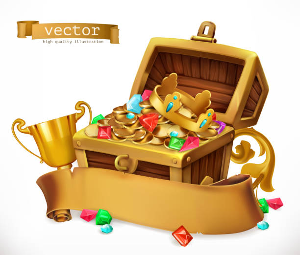 宝箱。3 d ベクトルのアイコン - crown gold coat of arms king点のイラスト素材／クリップアート素材／マンガ素材／アイコン素材